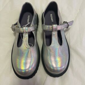 Old Navy Silver Dress Shoes with T-strap Design and Shimmery Finish